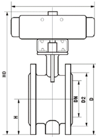 D642X氣動(dòng)法蘭軟密封蝶閥外形尺寸圖